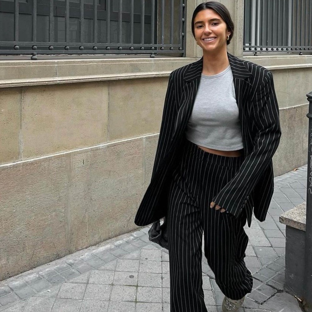 Stripped Black Oversized Suit by Na-Kd - Picture 2 of 5